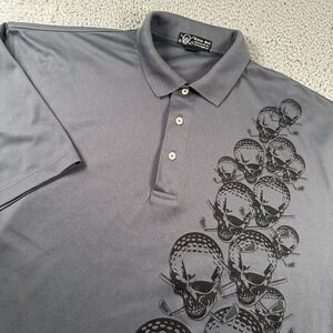 Tattoo Golf‎ Men's Polo Shirt XL Gray Polyester Skull Golf Design